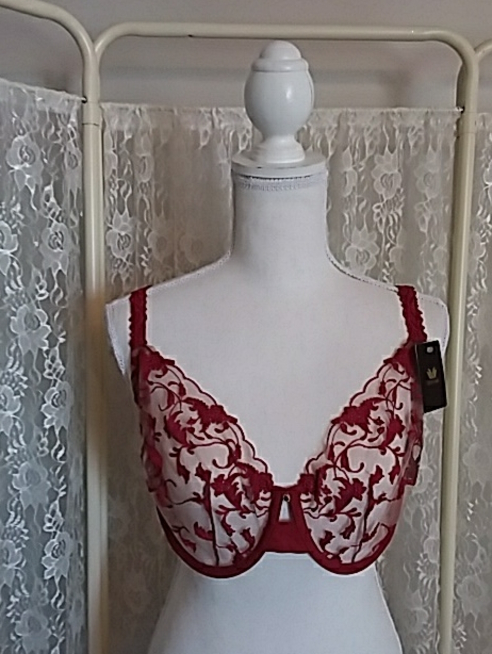 Wacoal Red Sheer Embroidered Underwire Bra
